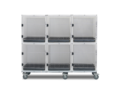 6 Unit Plastic Cage Assembly with Floors and Pans