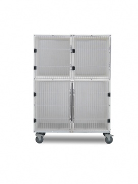 3 Unit Plastic Cage Assembly with Floors and Pans