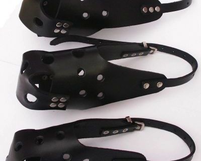 LEATHER DOG MUZZLE MED